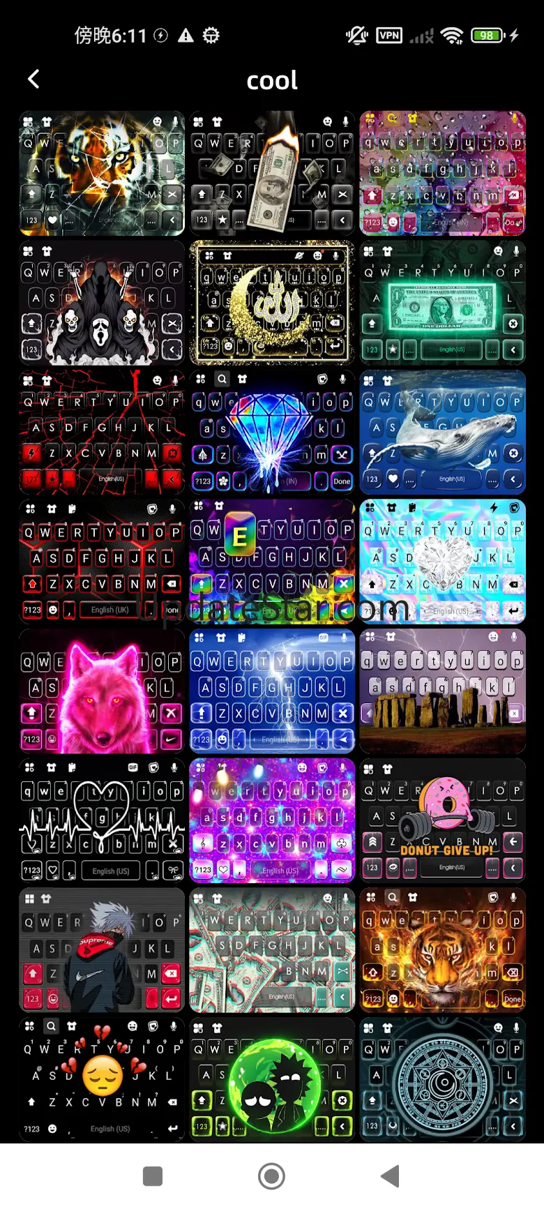 Keyboard Skinning:Color Themes 1.0.2
