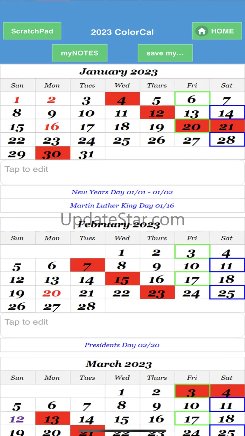 2023 ColorCal USPS calendar 1.02