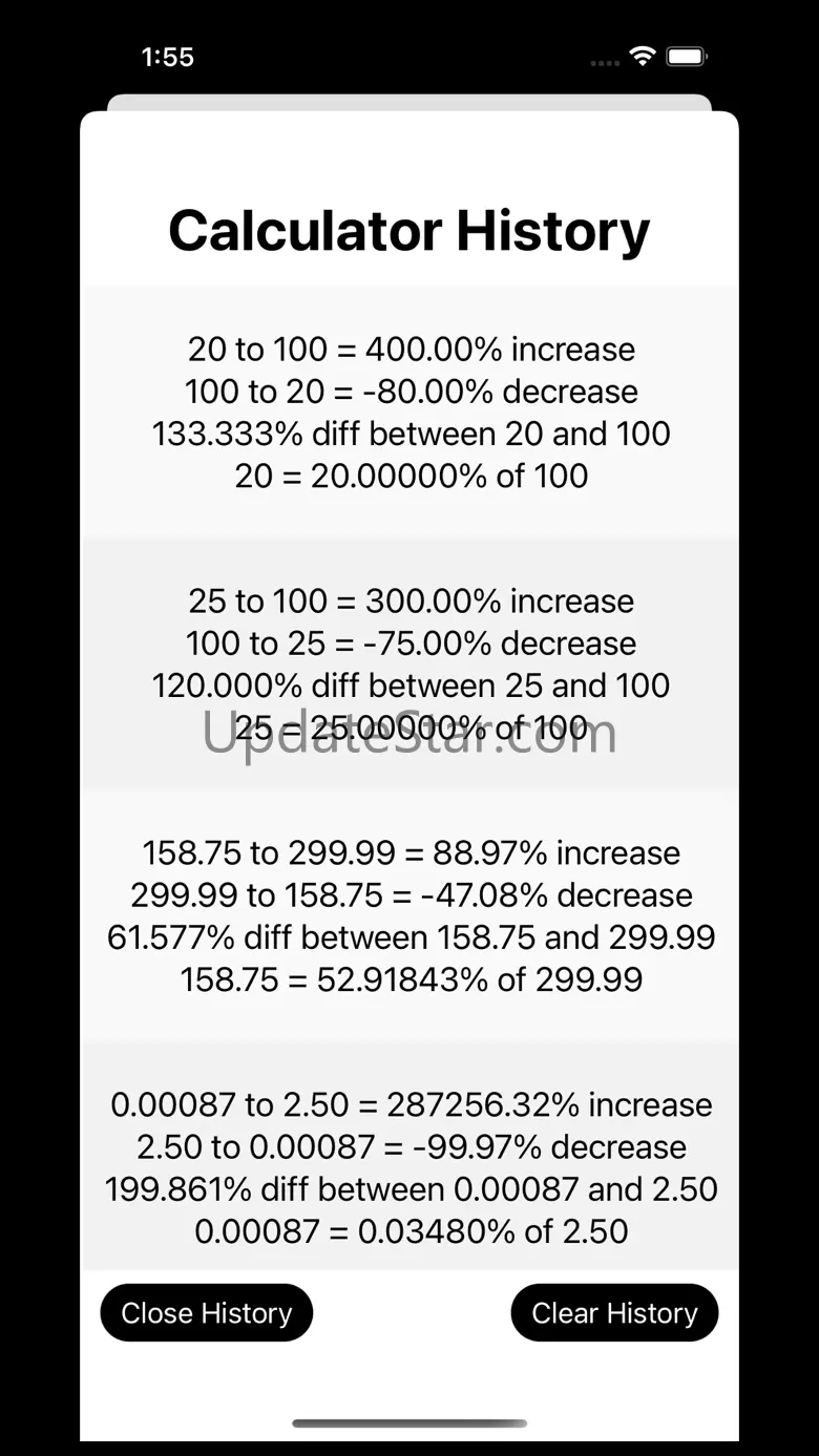 PercentDiff Calculator History 1.0