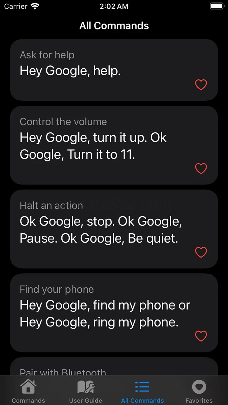 Commands for Google Nest 1.2