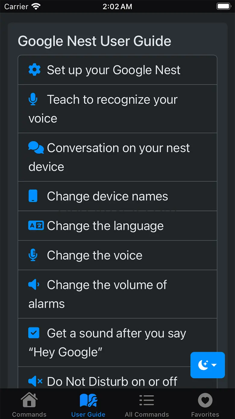 Commands for Google Nest 1.2