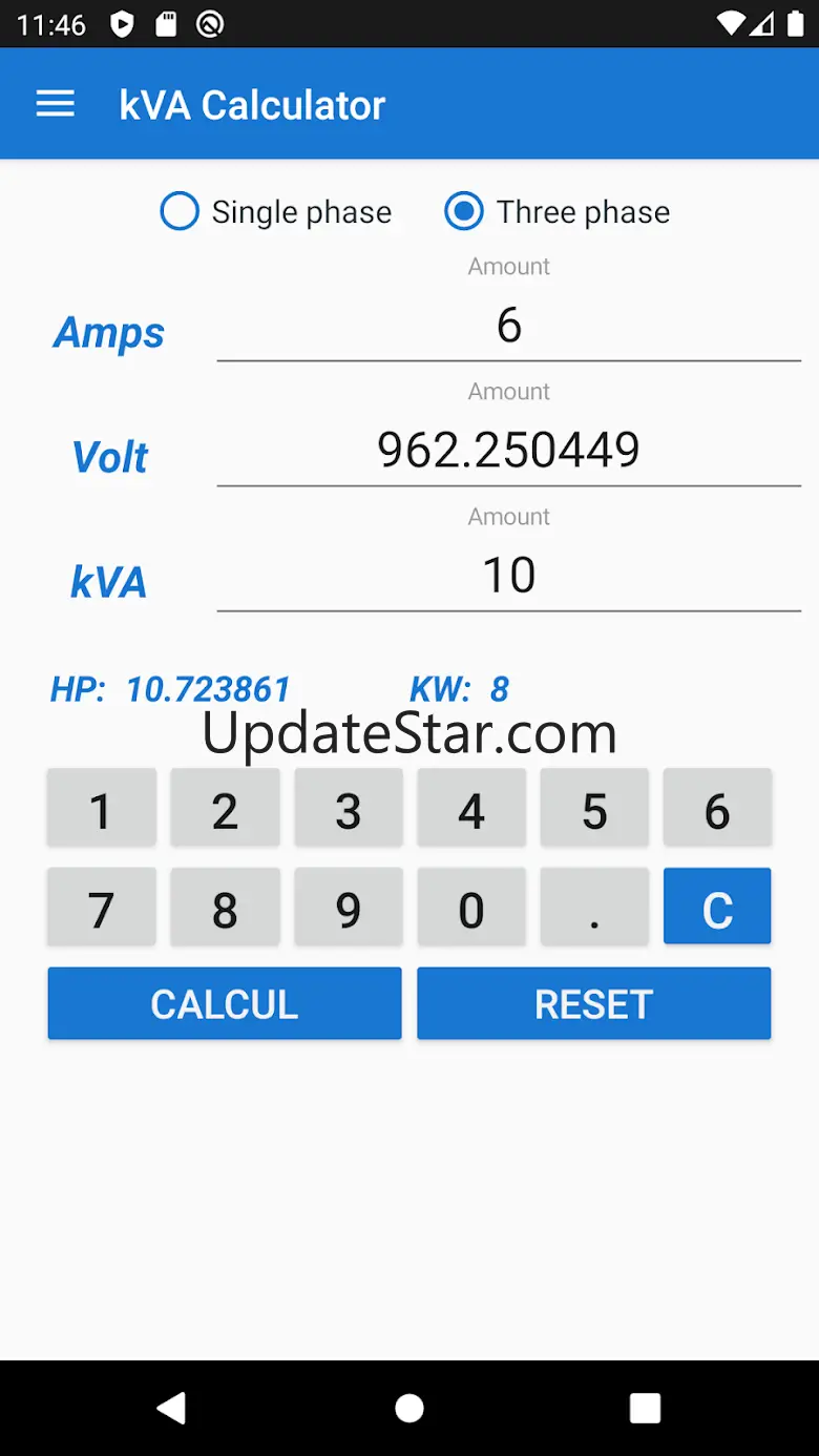 kVA (Single and Three Phase) 2.1.0