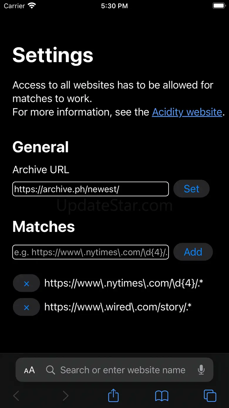 Acidity - View Page Archives 1.0.7