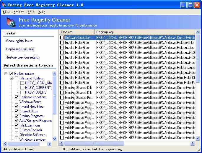 Eusing Free Registry Cleaner 4.8