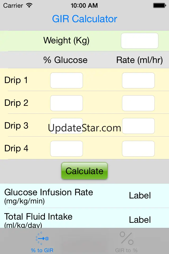 Multidrip Glucose Infusion Rate Calculator 2.0