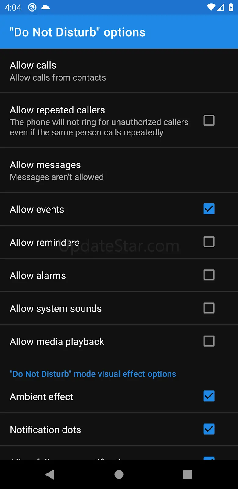 "Do Not Disturb" options 0.0.11