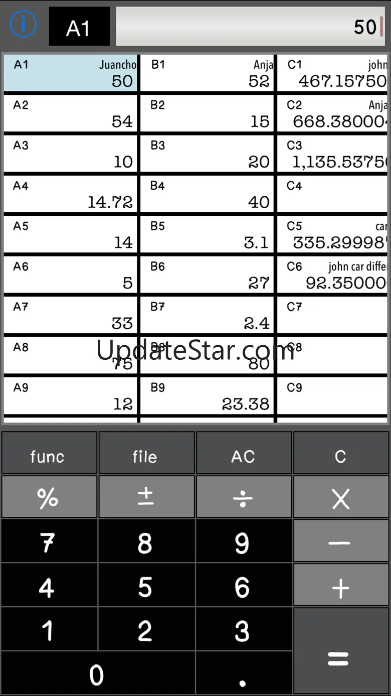 Calculator  SpreadSheet 3.9
