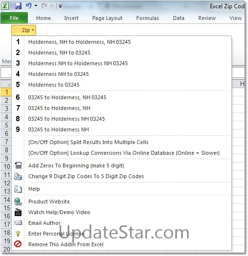 Excel Zip Codes Convert, Lookup & Format Software 7.0
