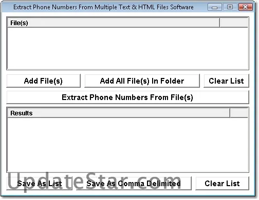 Extract Phone Numbers From Multiple Text & HTML Files Software 7.0