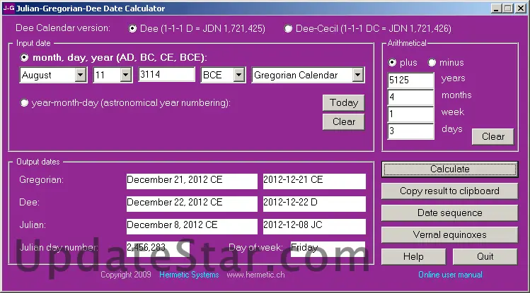 Julian-Gregorian Date Calculator 7.54