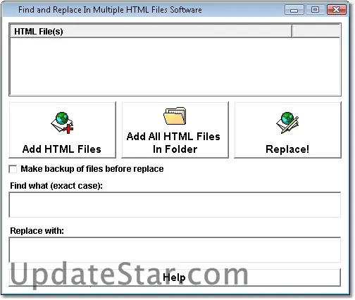 Find and Replace In HTML Files Software 7.0