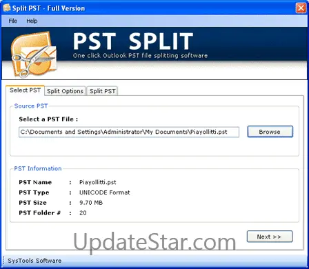 Split PST Files 4.11
