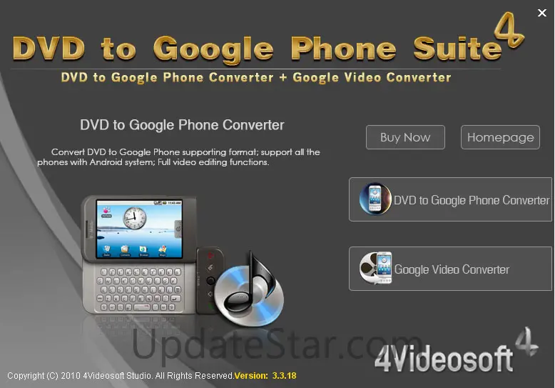 4Videosoft DVD to Google Phone Suite 3.3.16
