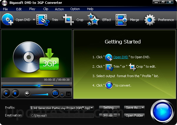 Bigasoft DVD to 3GP Converter 3.1.11.4743