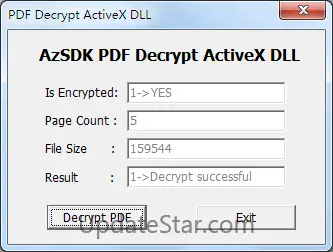 AzSDK PDF Decrypt ActiveX DLL 4.10