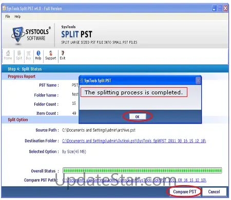 Splitting PST file 4.0