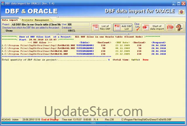 DBF data import for ORACLE 1.4