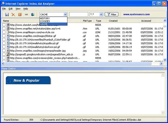Index.dat Analyzer 2.5