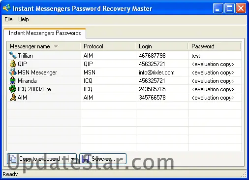 Instant Messengers Password Recovery Master 1.1