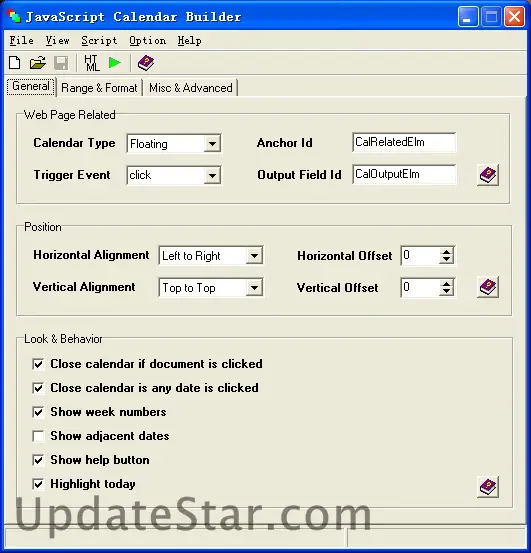 JavaScript Calendar Builder 1.0