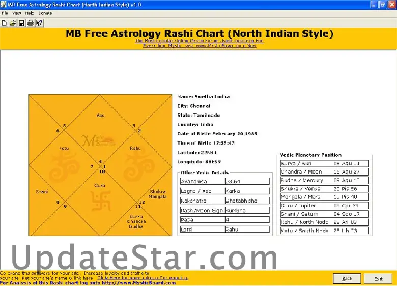 MB Free Astrology Rashi Chart (North Indian Style) 1.65