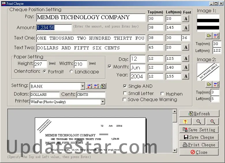 MemDB Cheque Printing System 1.1