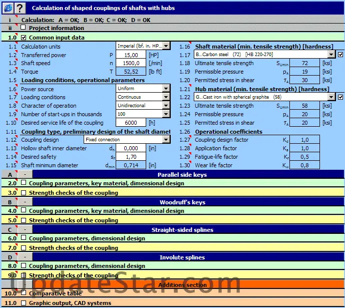 MITCalc - Force shaft connection 1.20