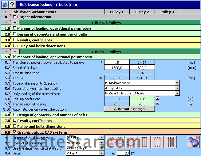 MITCalc - V-Belts Calculation 1.22