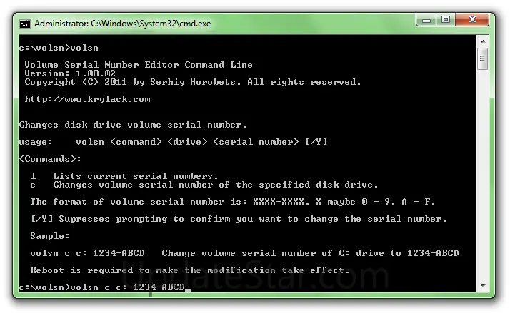 Volume Serial Number Editor Command Line 2.2