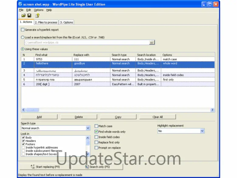 WordPipe Search and Replace for Word 10.3