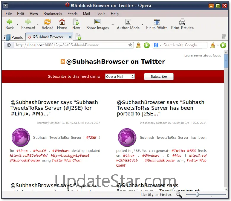 Subhash TweetsToRss Server for Desktop