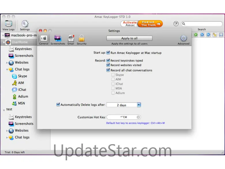 Amac Keylogger for Mac OS X 3.1