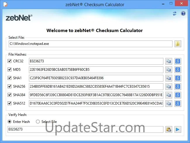 zebNet Checksum Calculator 1.0