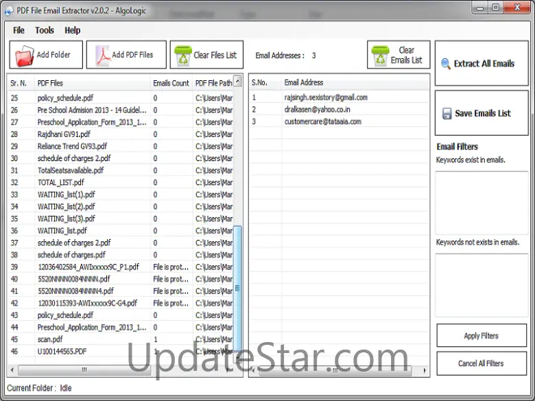 PDF File Email Extractor 2.1