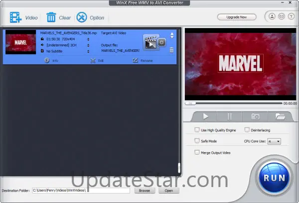 WinX Free WMV to AVI Converter 2.0.8