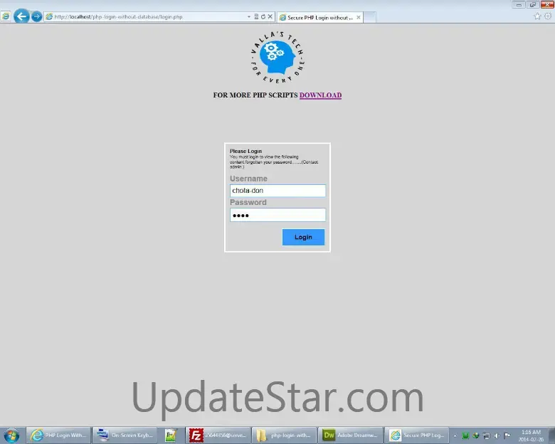 PHP Login Without MySql  by VallasTech 1.0