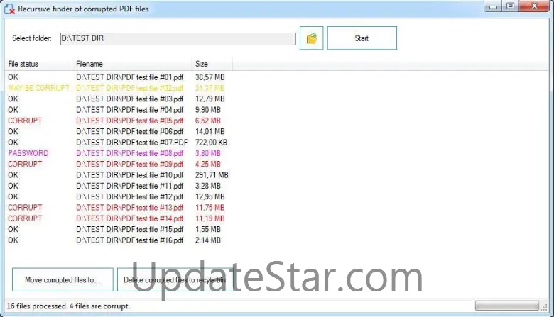 Recursive finder of corrupted PDF files 1.0