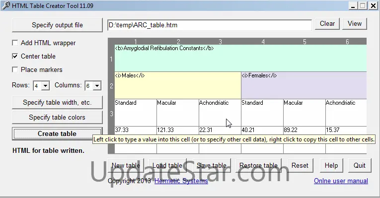 HTML Table Creator Tool 11.59