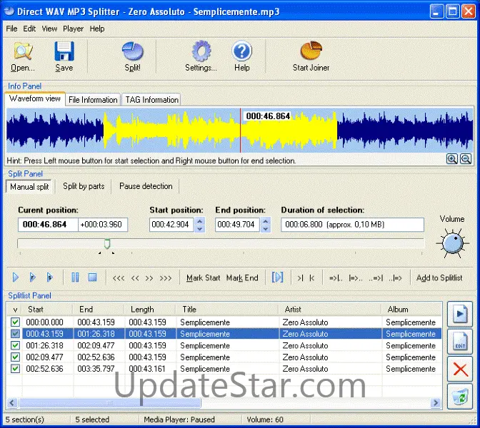 Direct WAV MP3 Splitter 3.0