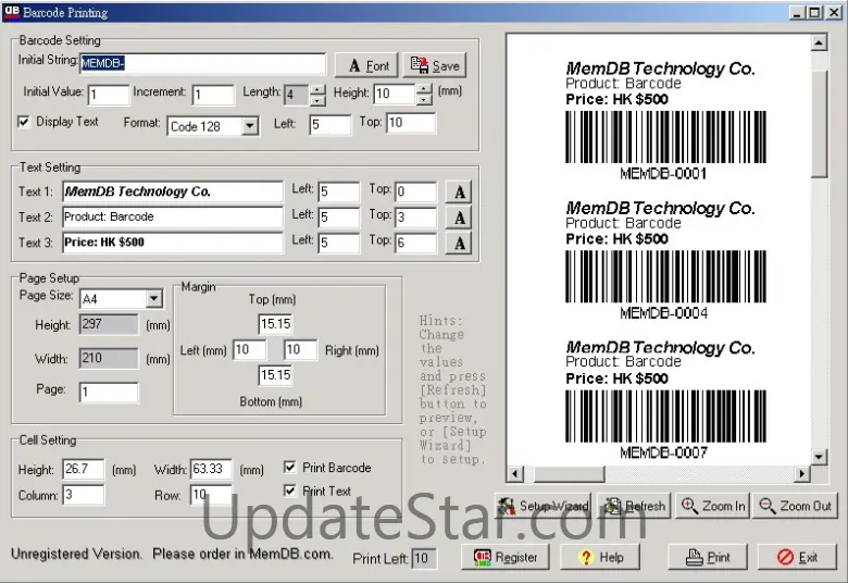 MemDB Barcode Printing System 2.0