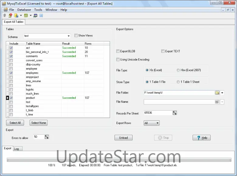 MysqlToExcel 2.1