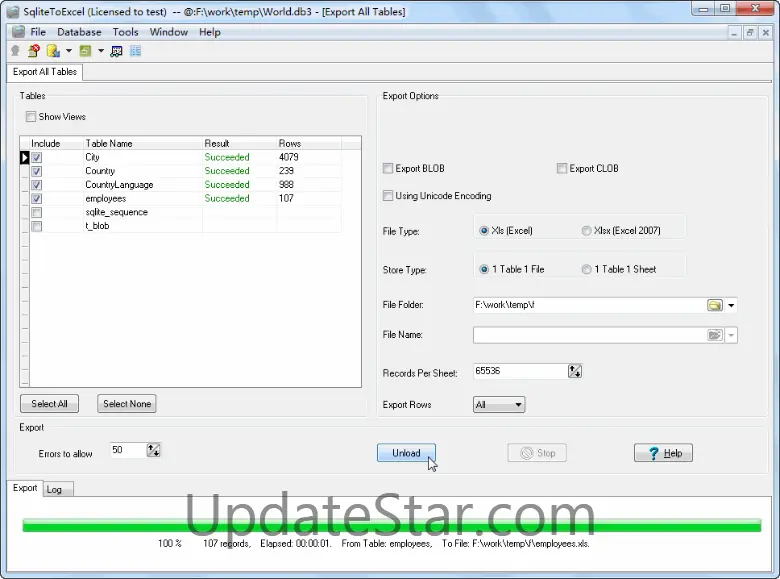 SqliteToExcel 1.3