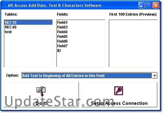 MS Access Add Data, Text & Characters Software 7.0