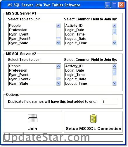 MS SQL Server Join Two Tables Software 7.0