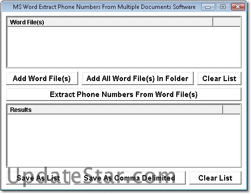 MS Word Extract Phone Numbers From Multiple Documents Software 7.0