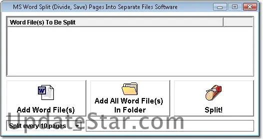 MS Word Split (Divide, Save) Pages Into Separate Files Software 7.0