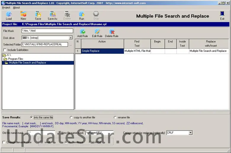 Multiple File Search & Replace 3.0