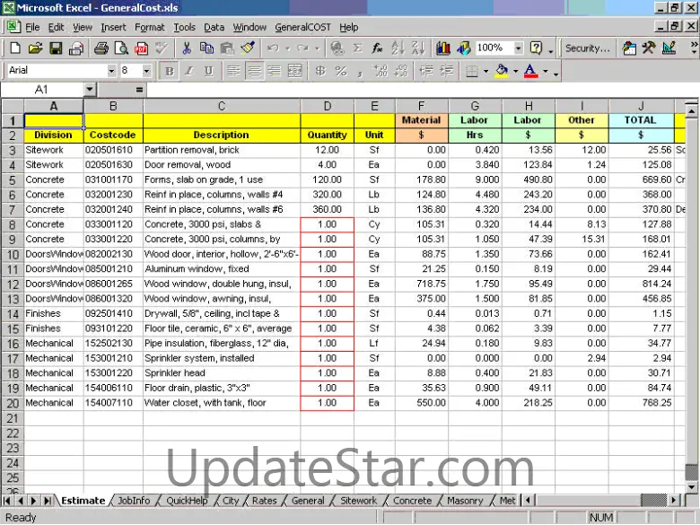 GeneralCOST Estimator for Excel 18.0