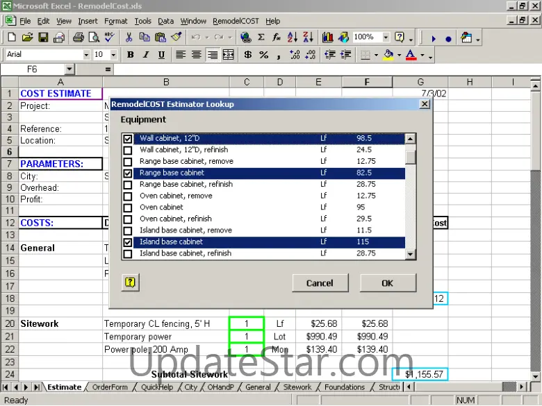 RemodelCOST Estimator for Excel 18.0
