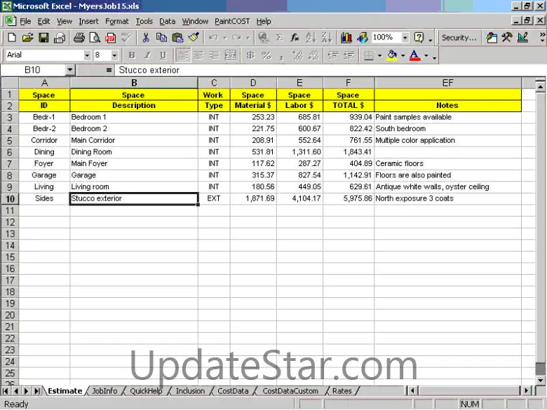 PaintCOST Estimator for Excel 19.0